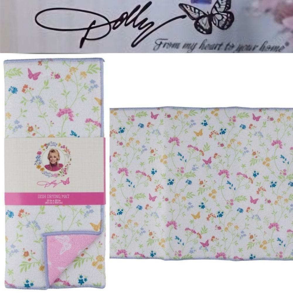 Dolly Parton Floral Butterflies Dish Drying Mat